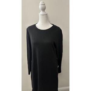 OFEEFAN Women's Long Sleeve Tunic Dress with Buttons, Size L, Black